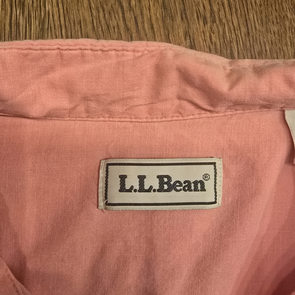 Vintage 90s L.L. Bean Coral Pink Button Up Shirt XXL Tall USA Cotton - Picture 3 of 6